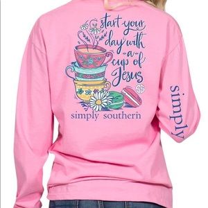 SIMPLY SOUTHERN cup of Jesus pink long sleeve tee